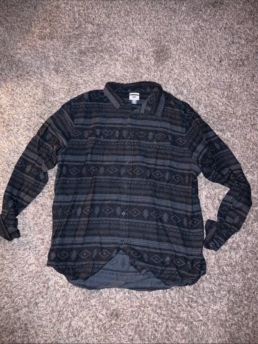 Old Navy Black Patterned Lightweight Shirt Jacket